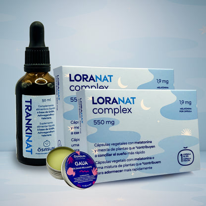 Pack "QUEREMOS DORMIR MEJOR" - 2 x Loranat 550mg + Trankinat 50 ml + Regalo GAUA