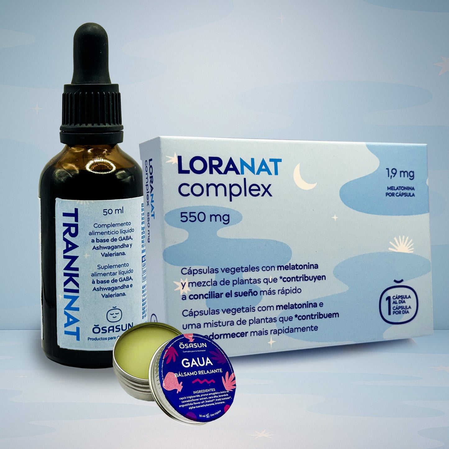 Pack "QUIERO DORMIR MEJOR" - Loranat 550mg + Trankinat 50 ml + Regalo GAUA